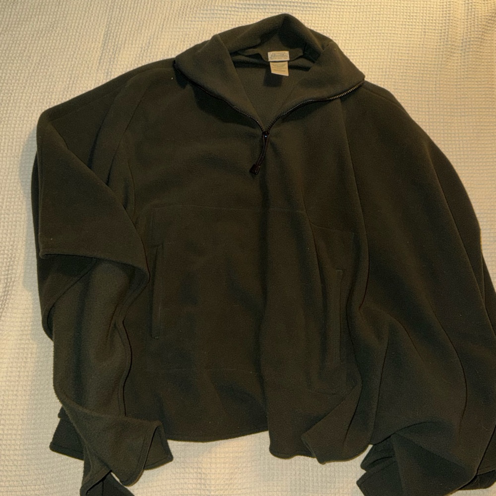 St John’s Bay Fleece Poncho Womens OS Olive Green Cozy Wrap Shawl